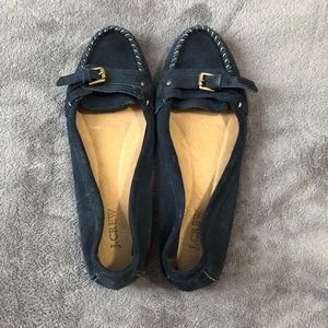 NWOT J. Crew navy suede/leather flats/loafers, 9